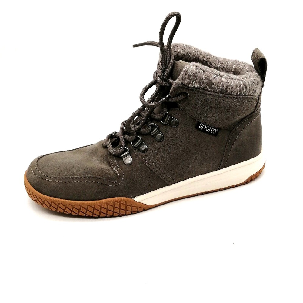 Sporto Shoes Womens Abby Gray 9 Suede High Top Sneakers Faux Fur Collar Comfort